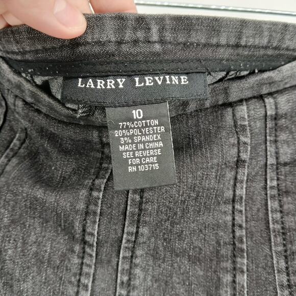 Larry Levine Black Acid Wash Midi Jean Skirt Size 10 Y2K Boho Western Goth Edgy - Picture 4 of 9